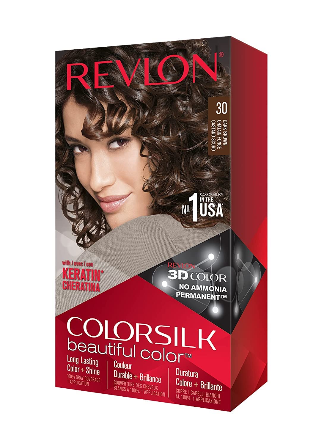 REVLON ColorSilk Hair Color 30 Dark Brown front view