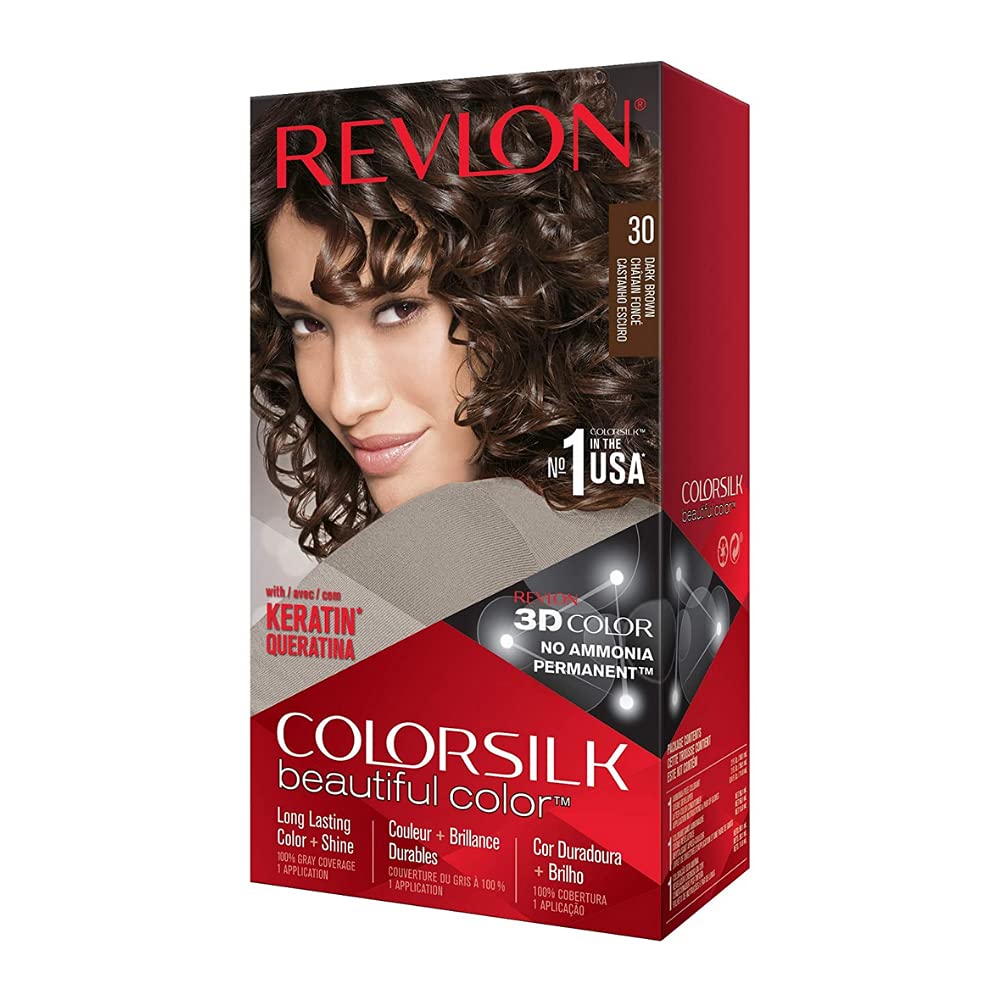 REVLON ColorSilk Hair Color 30 Dark Brown pack of 2 front view