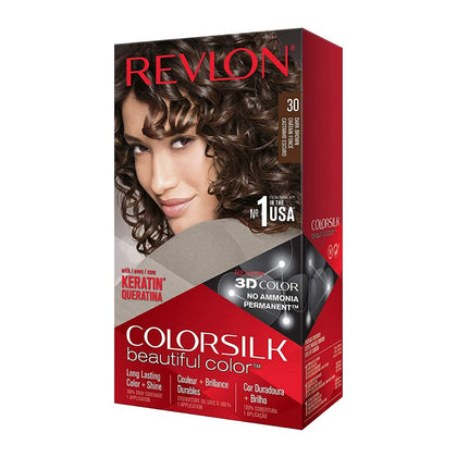REVLON ColorSilk Hair Color 30 Dark Brown pack of 2 front view
