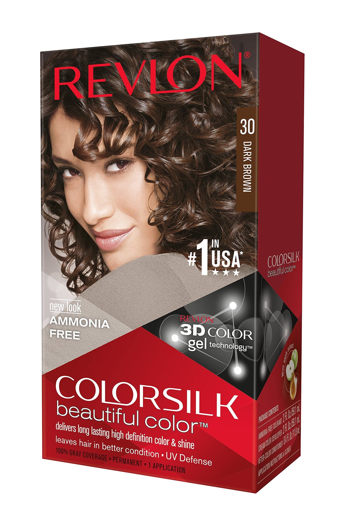REVLON ColorSilk Hair Color 30 Dark Brown packaging front view