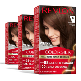 REVLON ColorSilk Hair Color 3pk 47 Medium Rich Brown front view