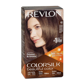 REVLON ColorSilk Hair Color 40 Medium Ash Brown packaging front view