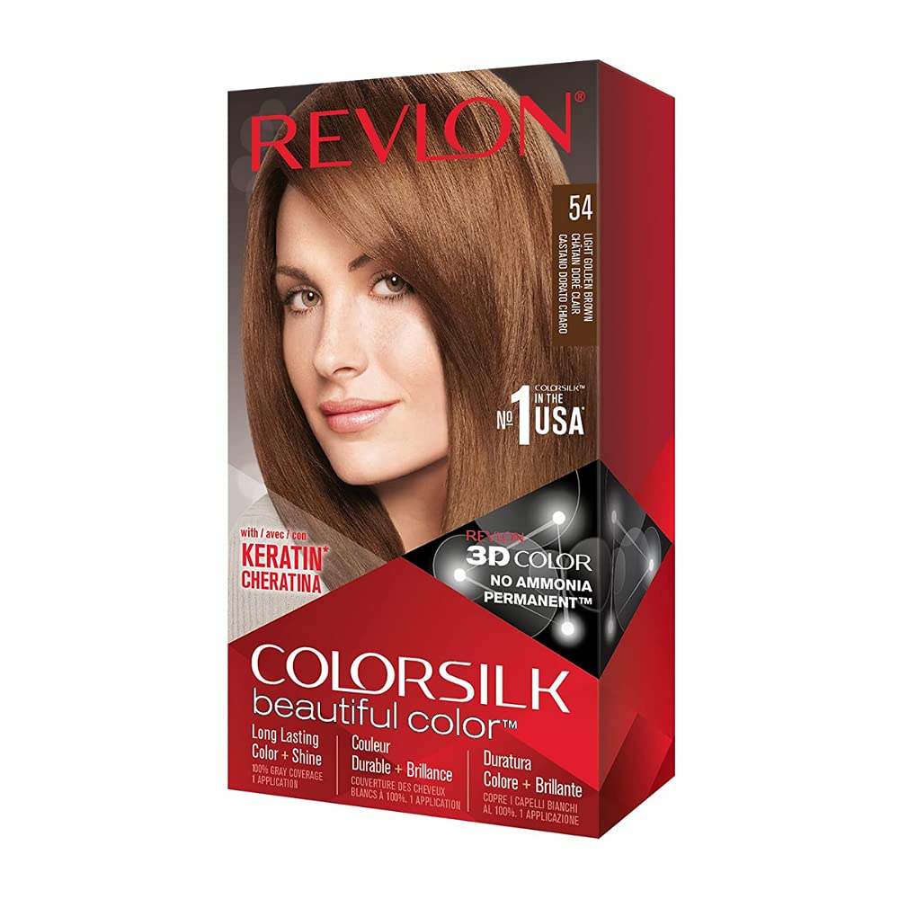 REVLON ColorSilk Hair Color 54 Light Golden Brown packaging front view