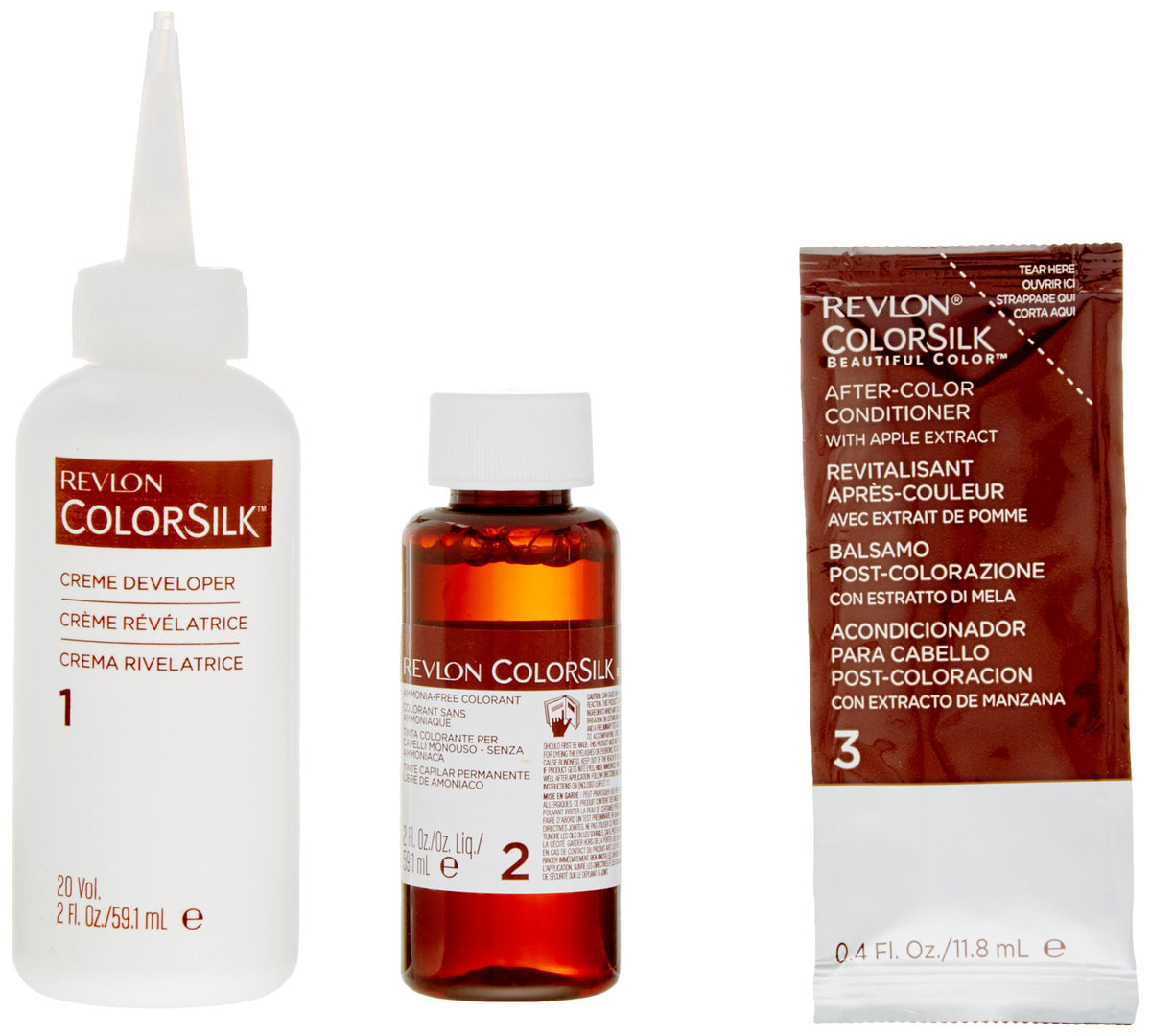 REVLON Colorsilk Haircolor Black side view with instructions