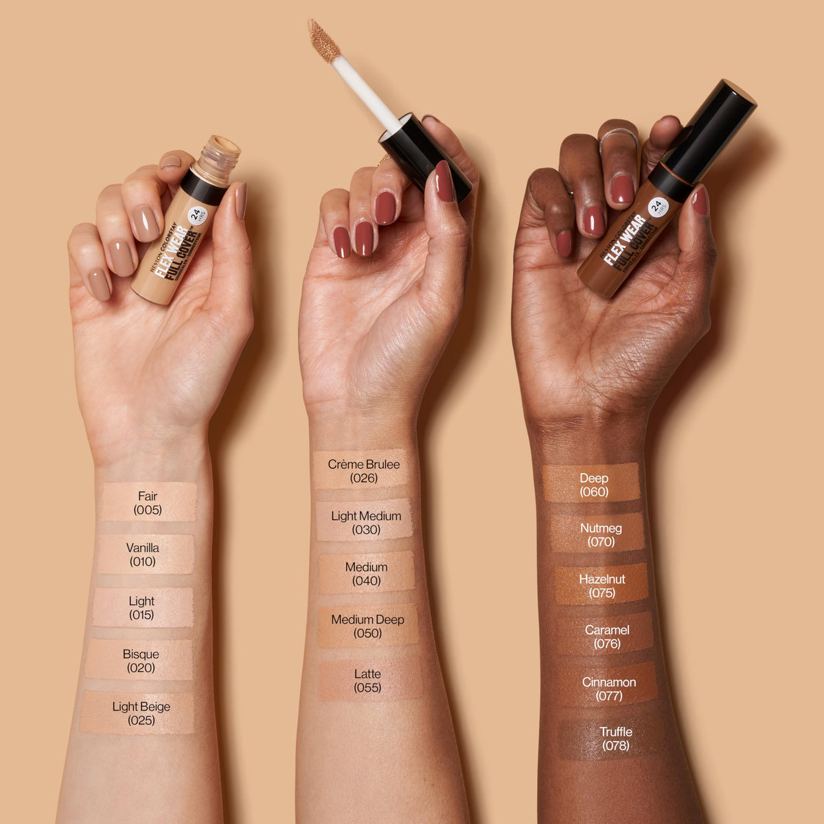 REVLON ColorStay Flex Wear Full Cover Concealer shades display