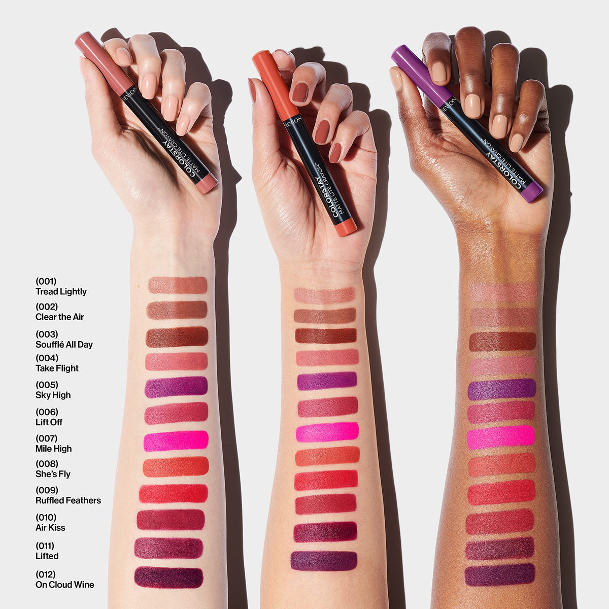 REVLON ColorStay Matte Lite Lipstick Crayon 004 Take Flight swatch on skin
