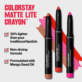 REVLON ColorStay Matte Lite Lipstick Crayon 004 Take Flight with built-in sharpener