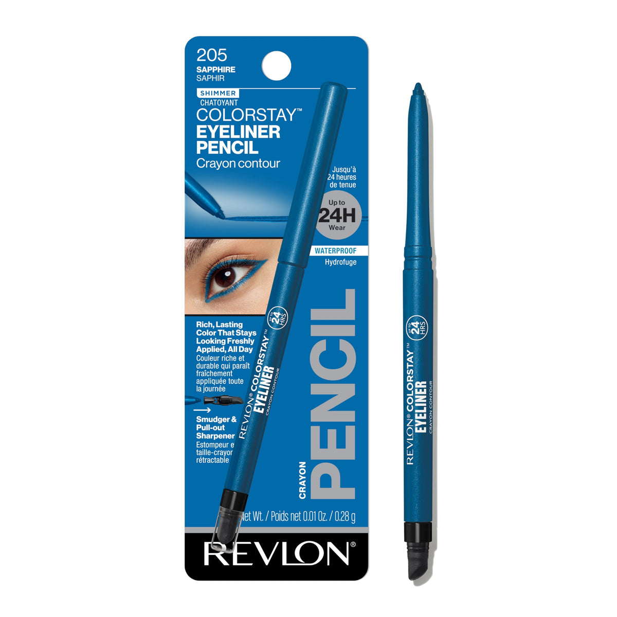 REVLON ColorStay Pencil Waterproof Eyeliner 205 Sapphire front view