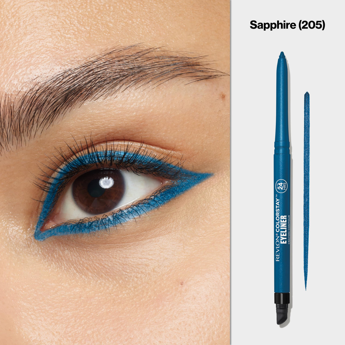 REVLON ColorStay Pencil Waterproof Eyeliner 205 Sapphire with built-in sharpener