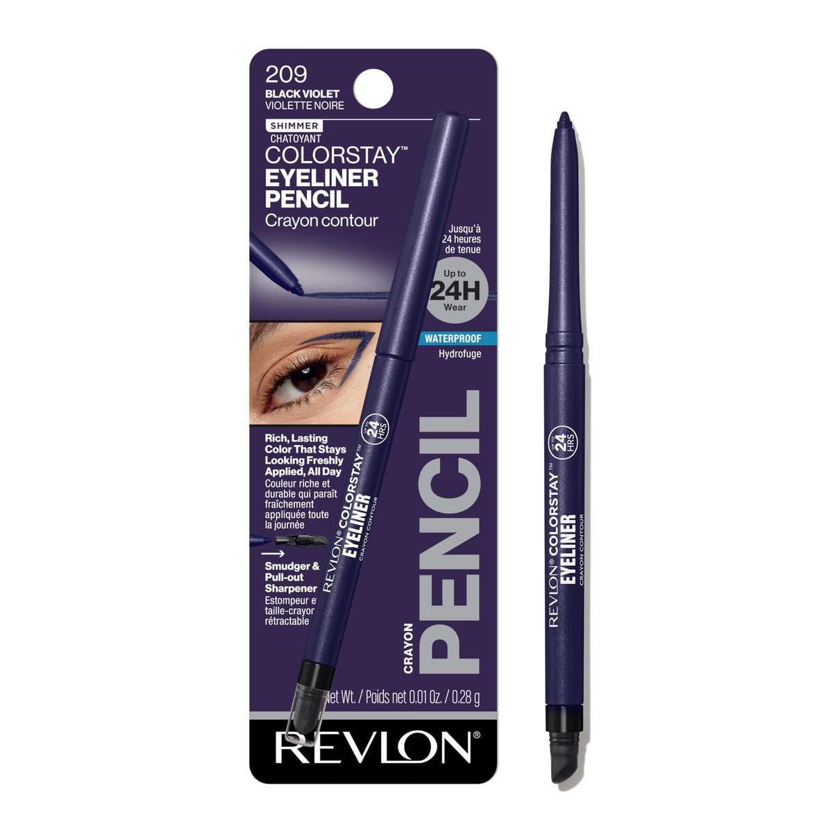 REVLON ColorStay Pencil Waterproof Eyeliner 209 Black Violet front view