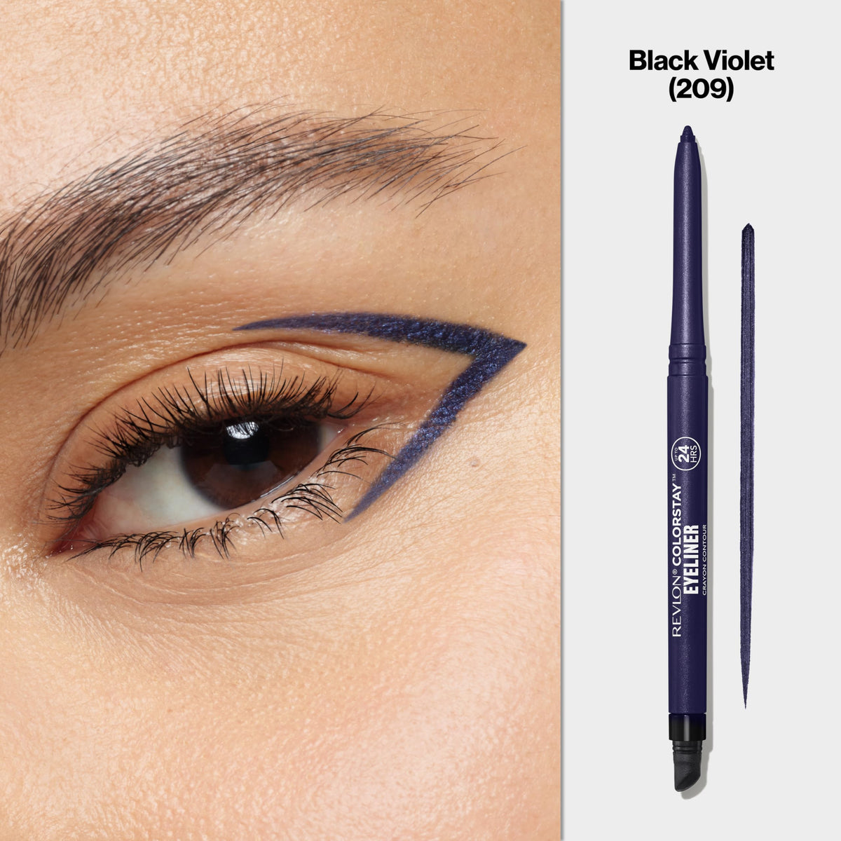 REVLON ColorStay Pencil Waterproof Eyeliner 209 Black Violet with built-in sharpener