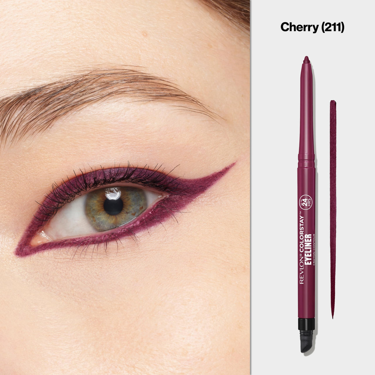 REVLON ColorStay Pencil Waterproof Eyeliner 211 Cherry swatch on skin