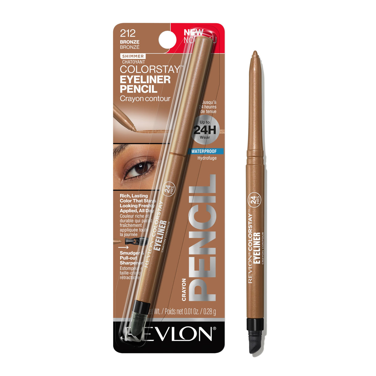 REVLON ColorStay Pencil Waterproof Eyeliner 212 Bronze front view