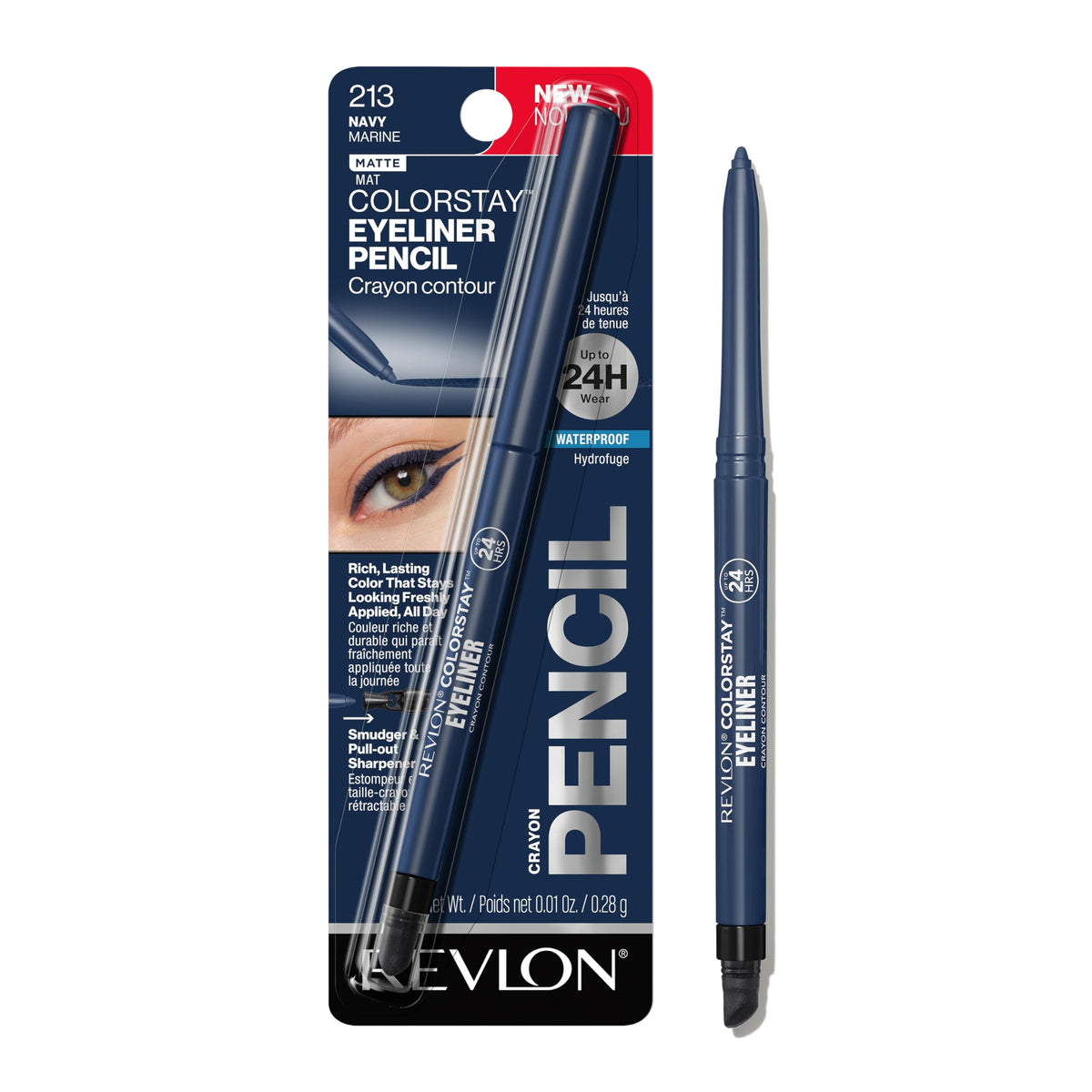 REVLON ColorStay Pencil Waterproof Eyeliner 213 Navy front view