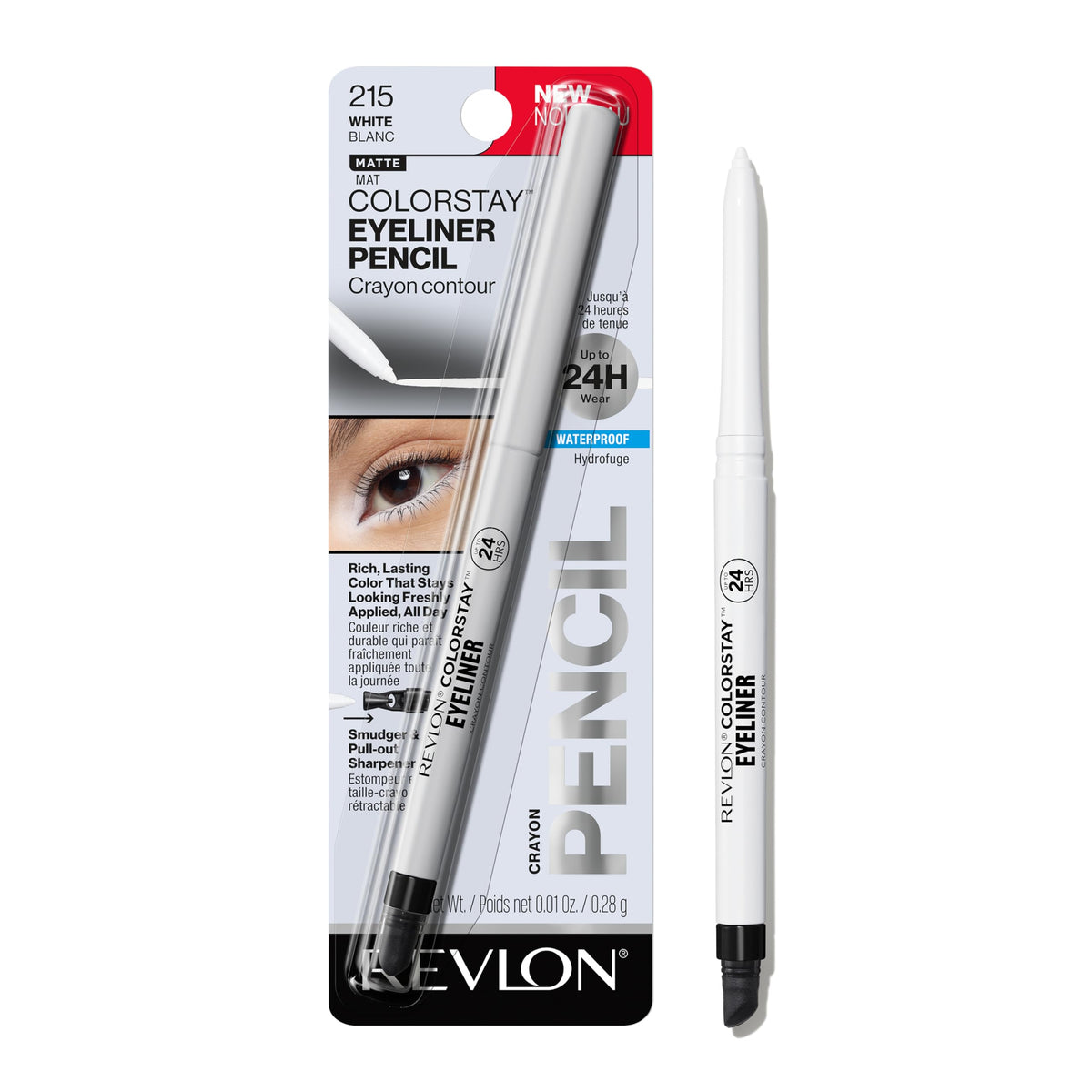 REVLON ColorStay Pencil Waterproof Eyeliner 215 White front view