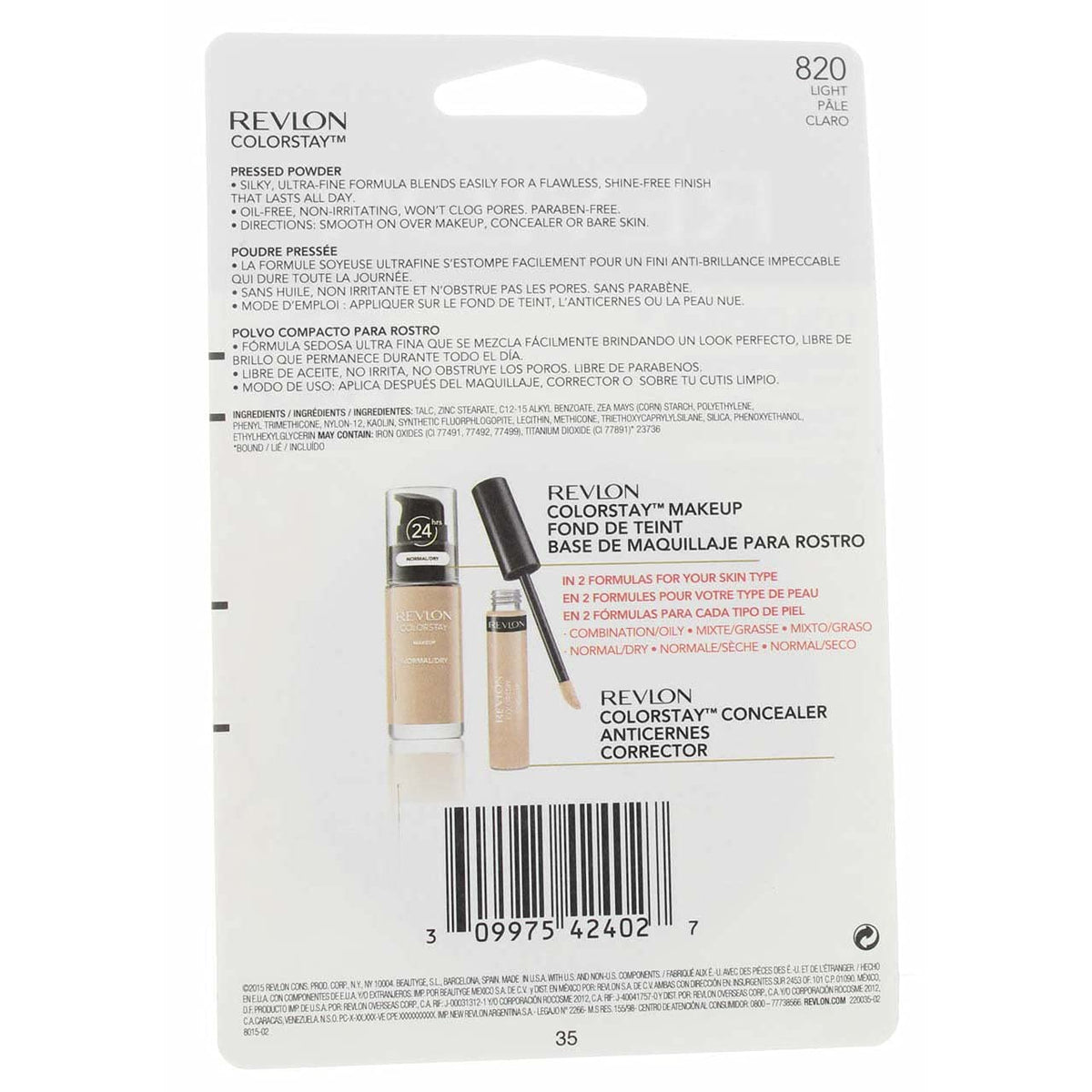 REVLON ColorStay Pressed Powder Light 820 with brush