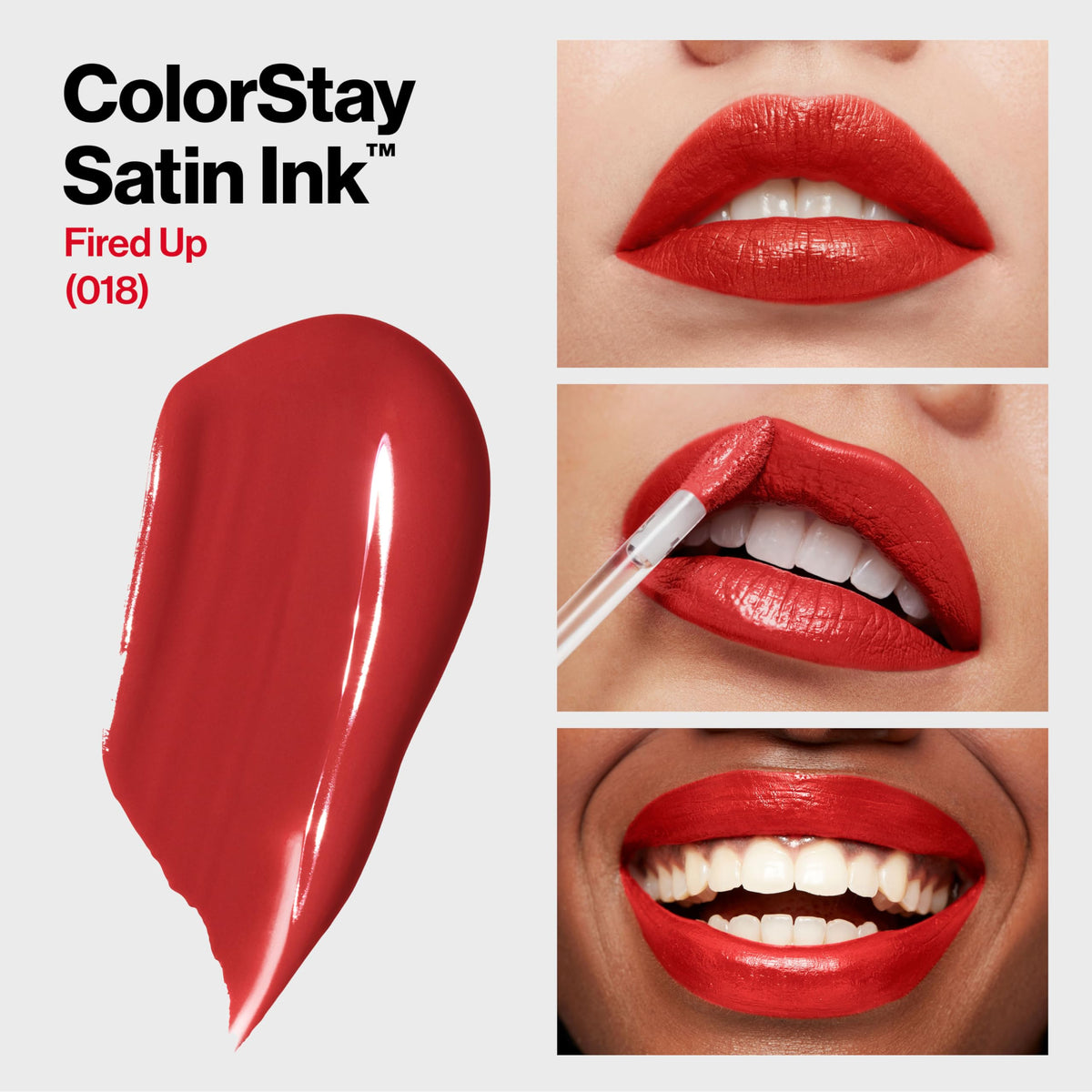REVLON ColorStay Satin Ink Liquid Lipstick 018 Fired Up swatch on skin