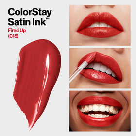 REVLON ColorStay Satin Ink Liquid Lipstick 018 Fired Up swatch on skin