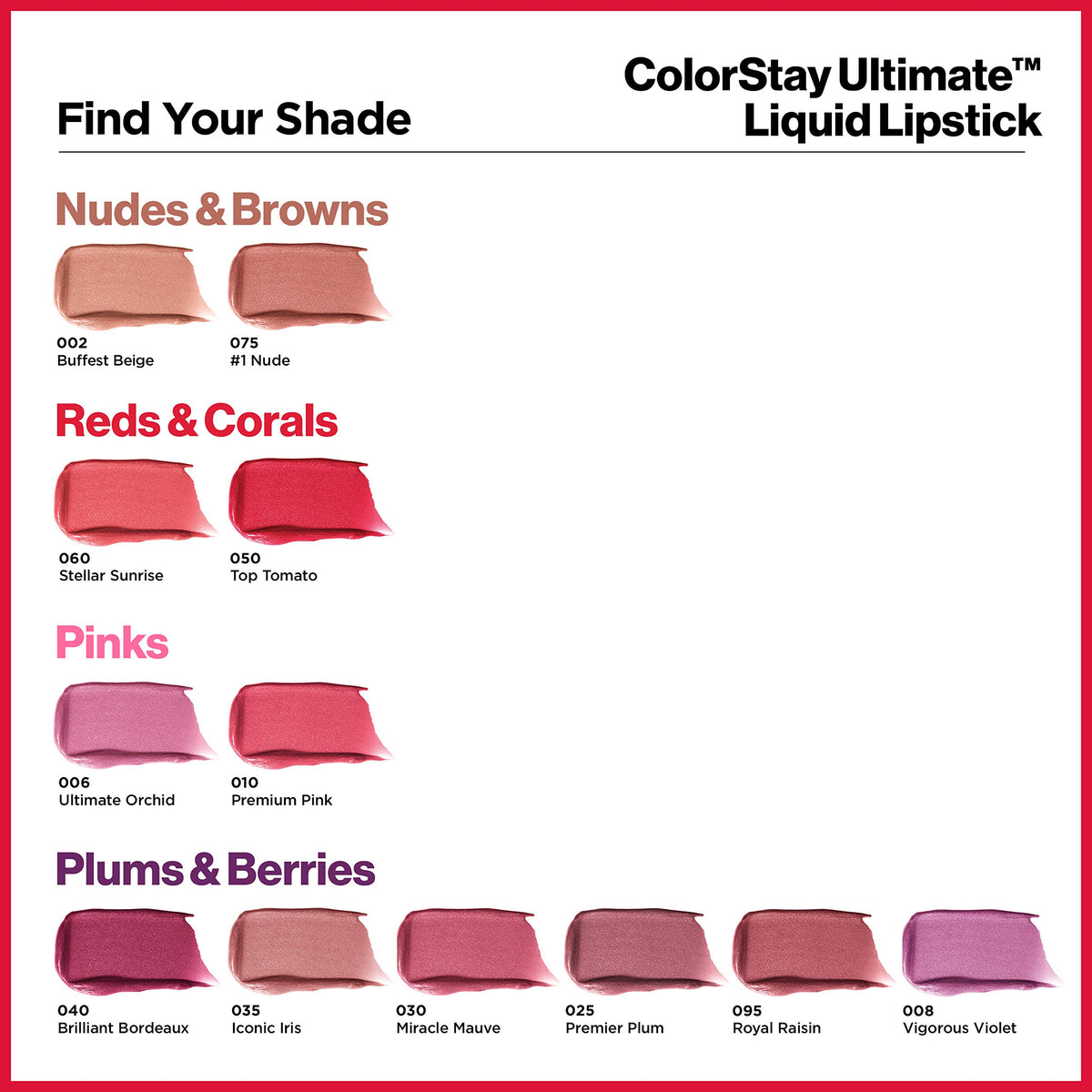 REVLON ColorStay Ultimate Liquid Lipstick 060 Stellar Sunrise with other shades