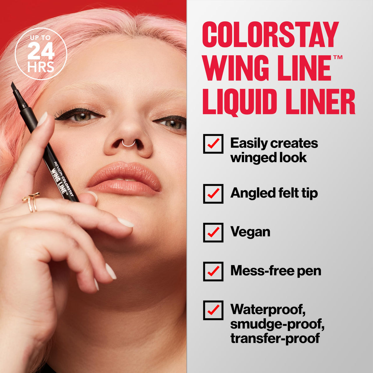 REVLON ColorStay Wing Line Liquid Eyeliner in use on model