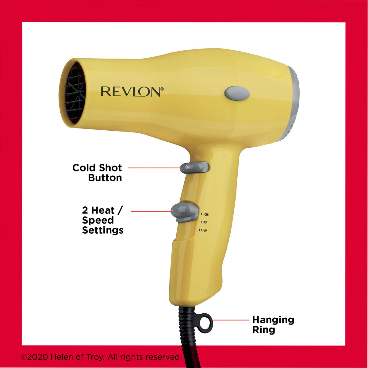 Revlon Compact Ionic Travel Hair Dryer in a travel bag