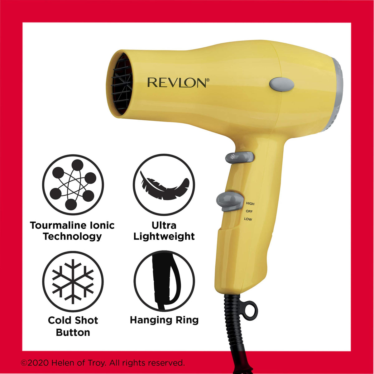 Revlon Compact Ionic Travel Hair Dryer showing ionic technology feature