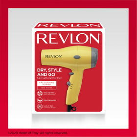 Revlon Compact Ionic Travel Hair Dryer with frizz reduction demonstration