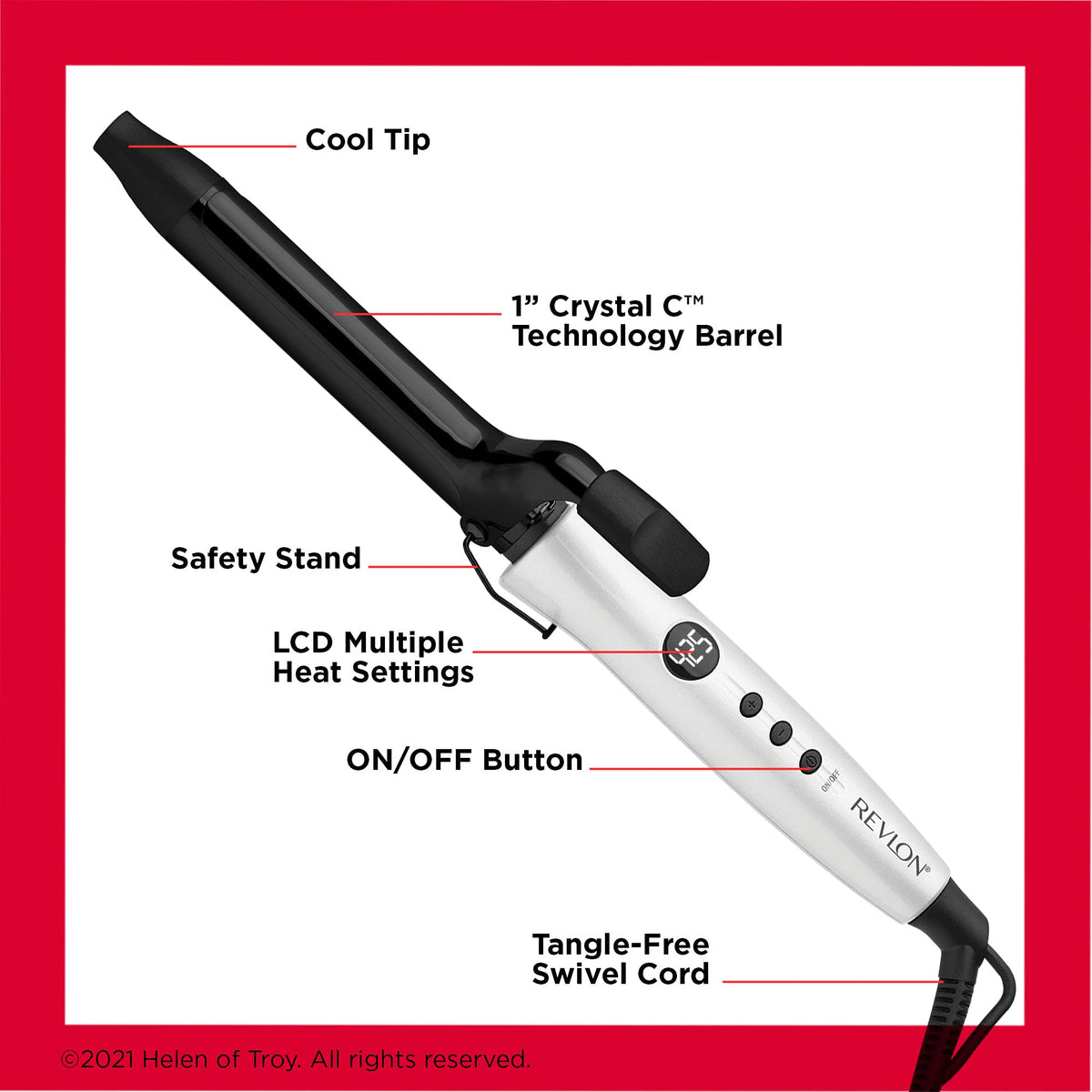 REVLON Crystal C Hair Curling Iron tangle-free swivel cord