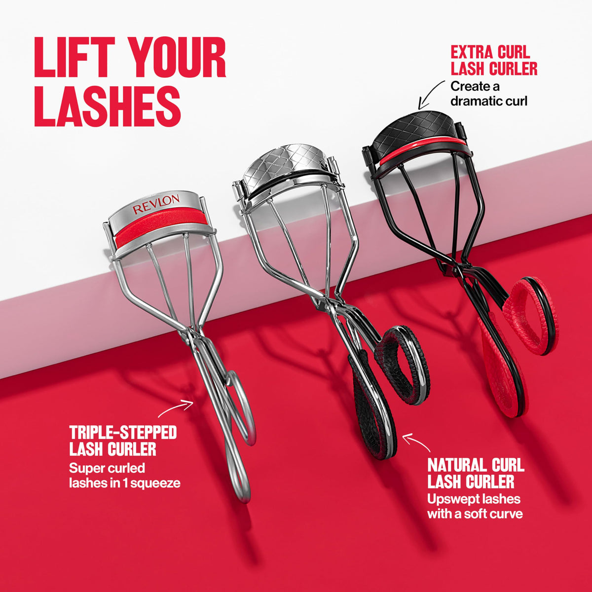 REVLON Extra Curl Eyelash Curler with model's eyelashes