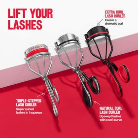 REVLON Extra Curl Eyelash Curler with model's eyelashes
