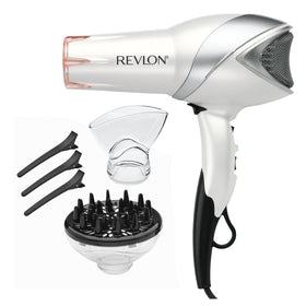 REVLON Infrared Ionic Hair Dryer front view with diffuser and concentrator