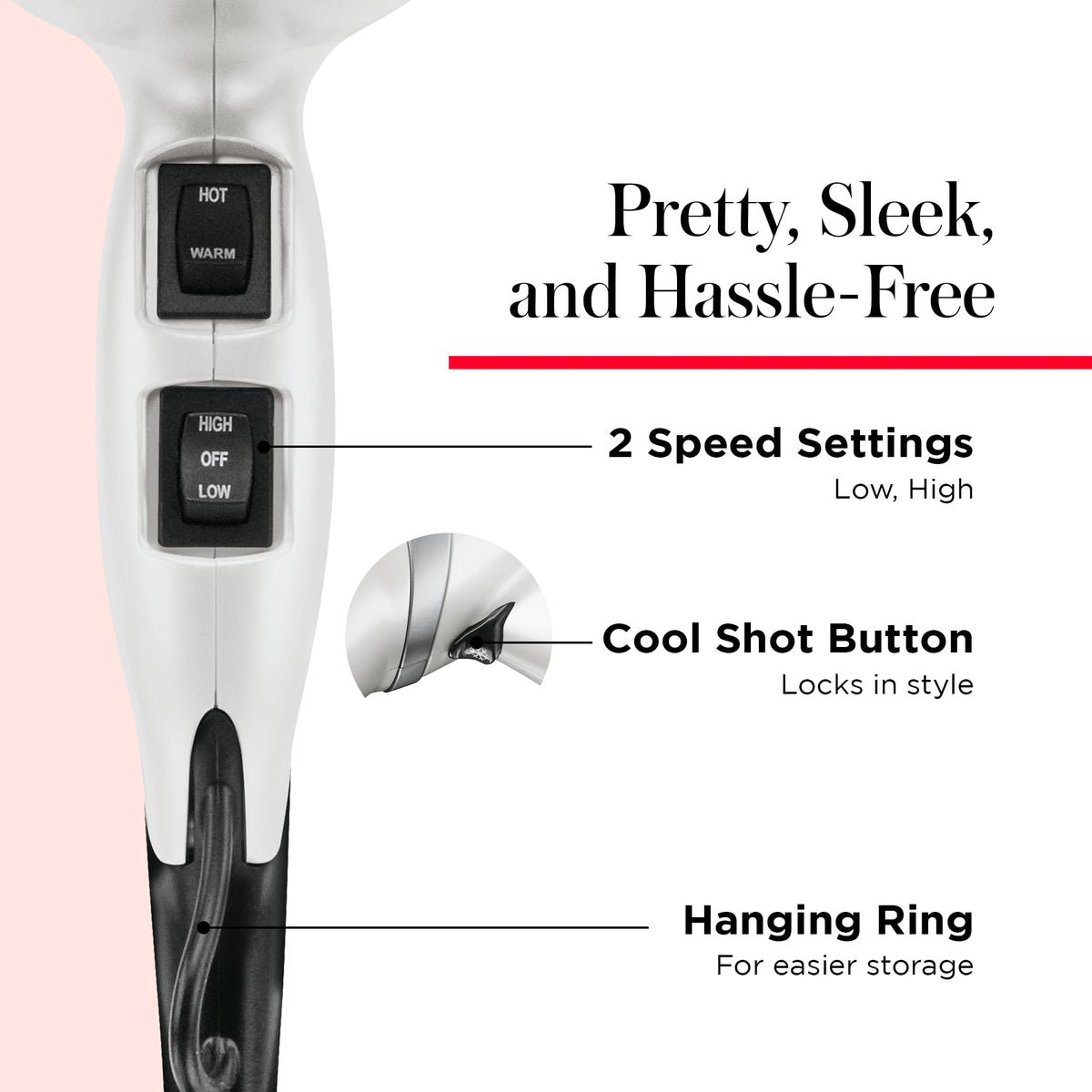 REVLON Infrared Ionic Hair Dryer styling clips included
