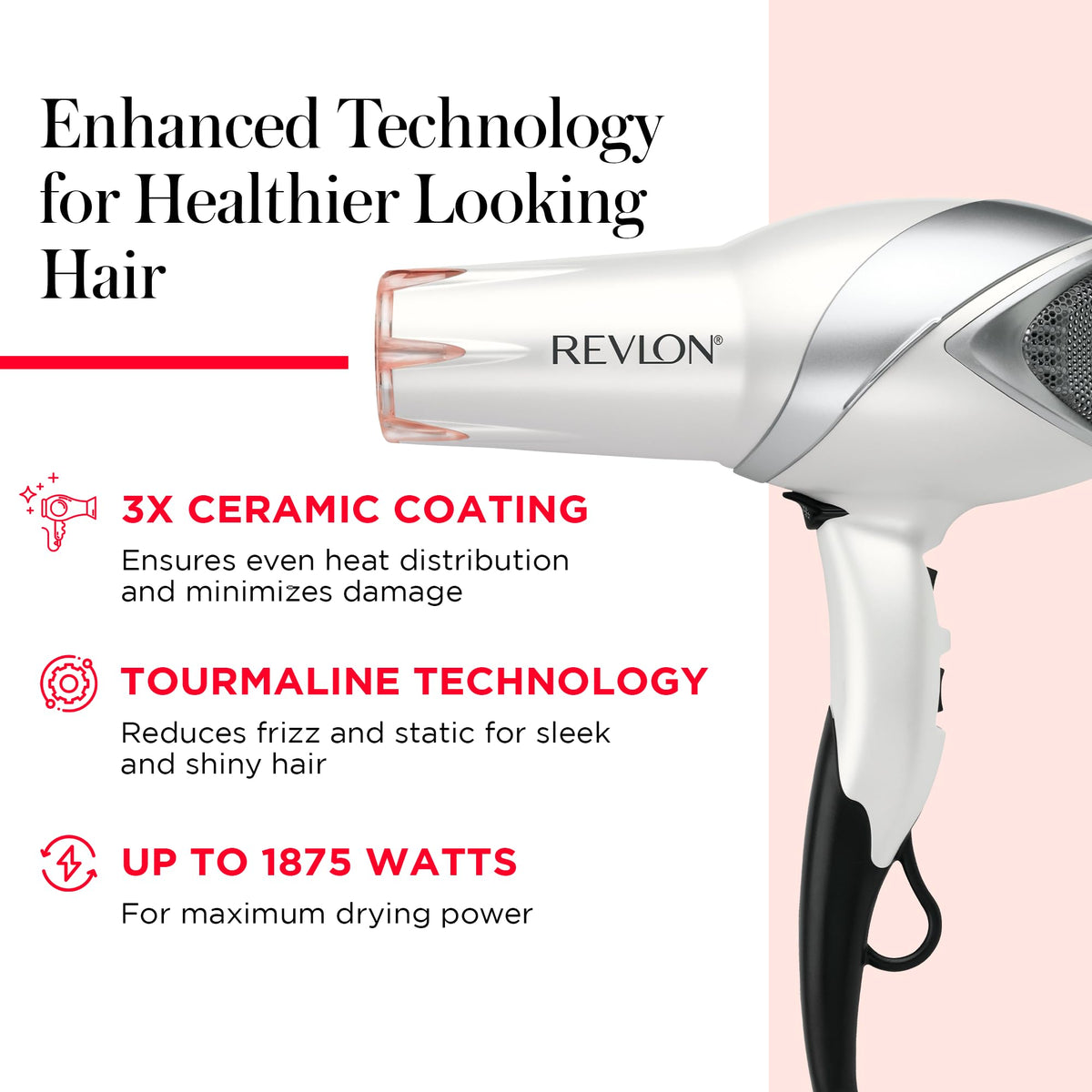 REVLON Infrared Ionic Hair Dryer with concentrator attachment