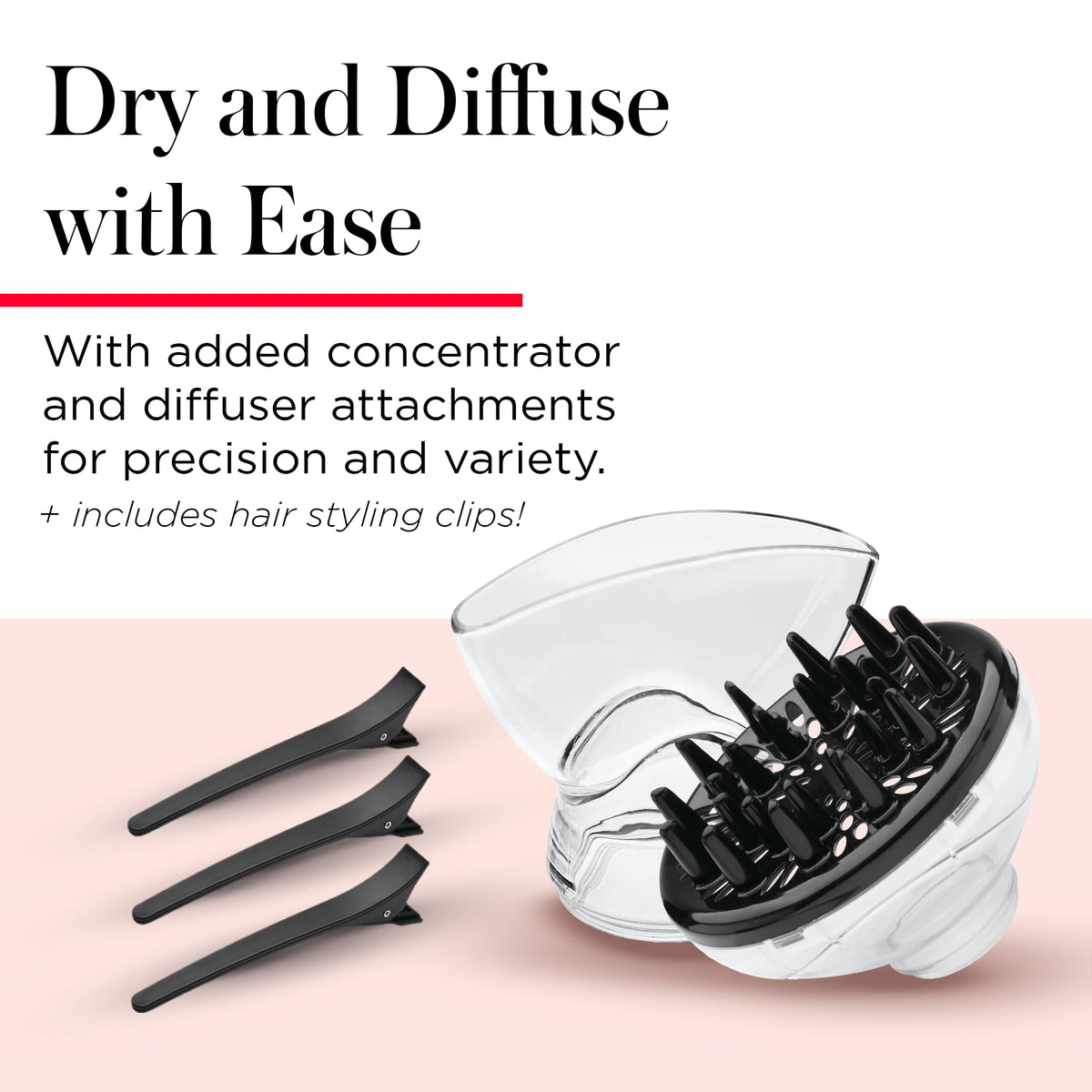 REVLON Infrared Ionic Hair Dryer with diffuser attachment