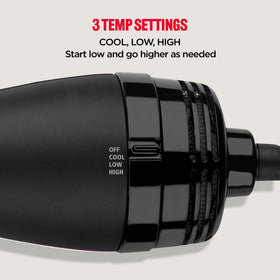 REVLON One-Step Volumizer demonstrating heat settings