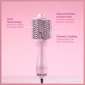 REVLON One-Step Volumizer showcasing heat settings