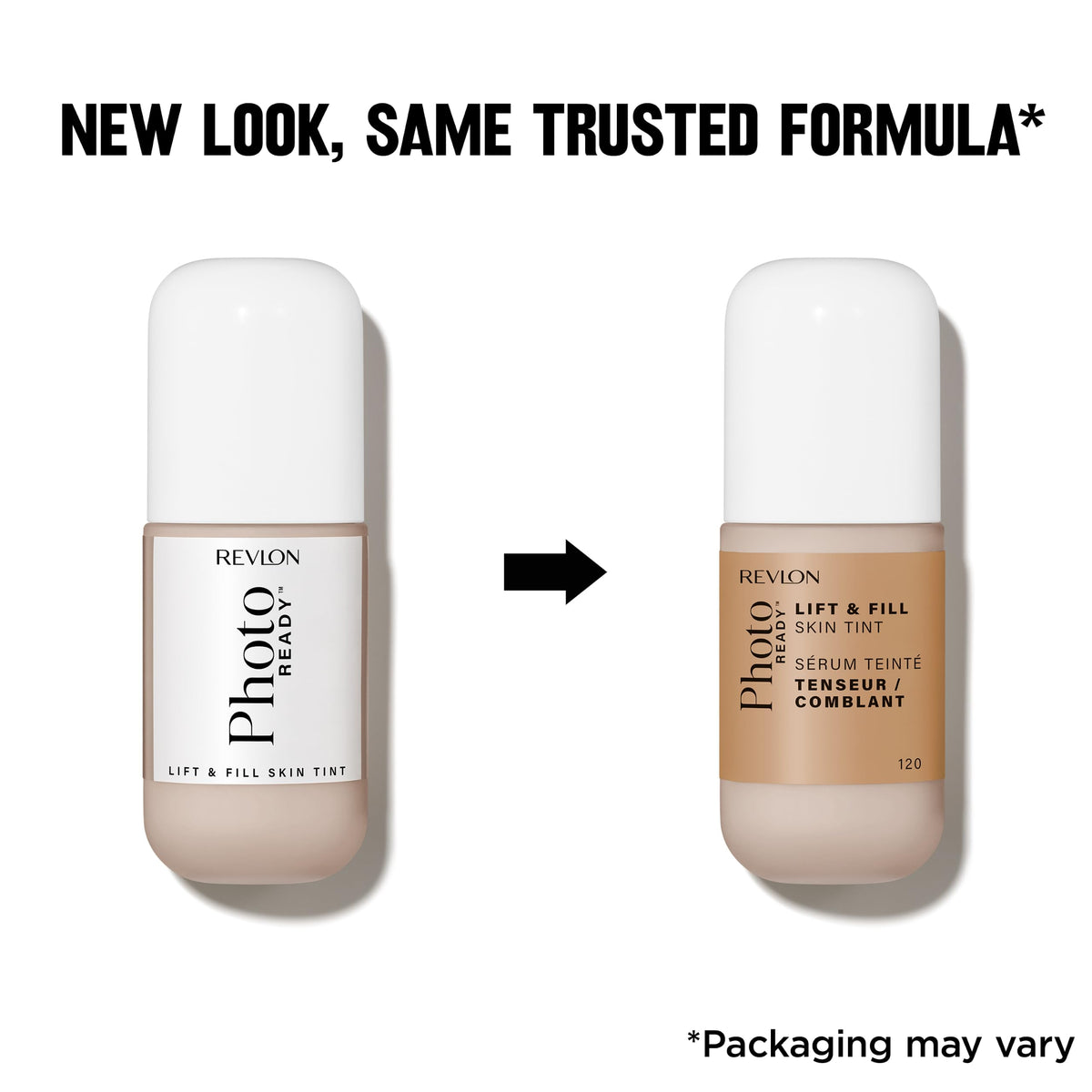 Revlon PhotoReady Lift + Fill Skin Tint 120 Light-Medium with makeup accessories