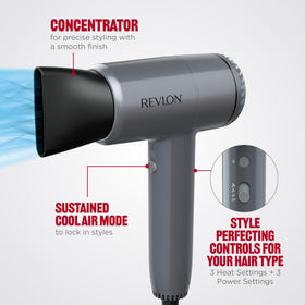 REVLON PowerMove Hair Dryer in use with smooth hair finish