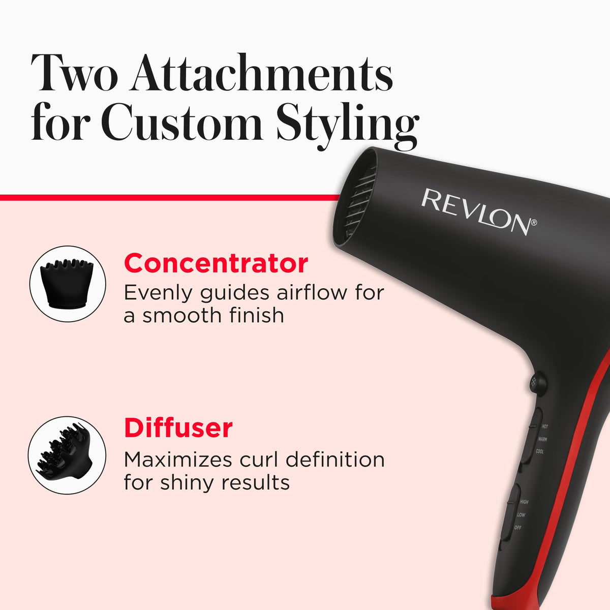 REVLON SmoothStay Hair Dryer side view with controls