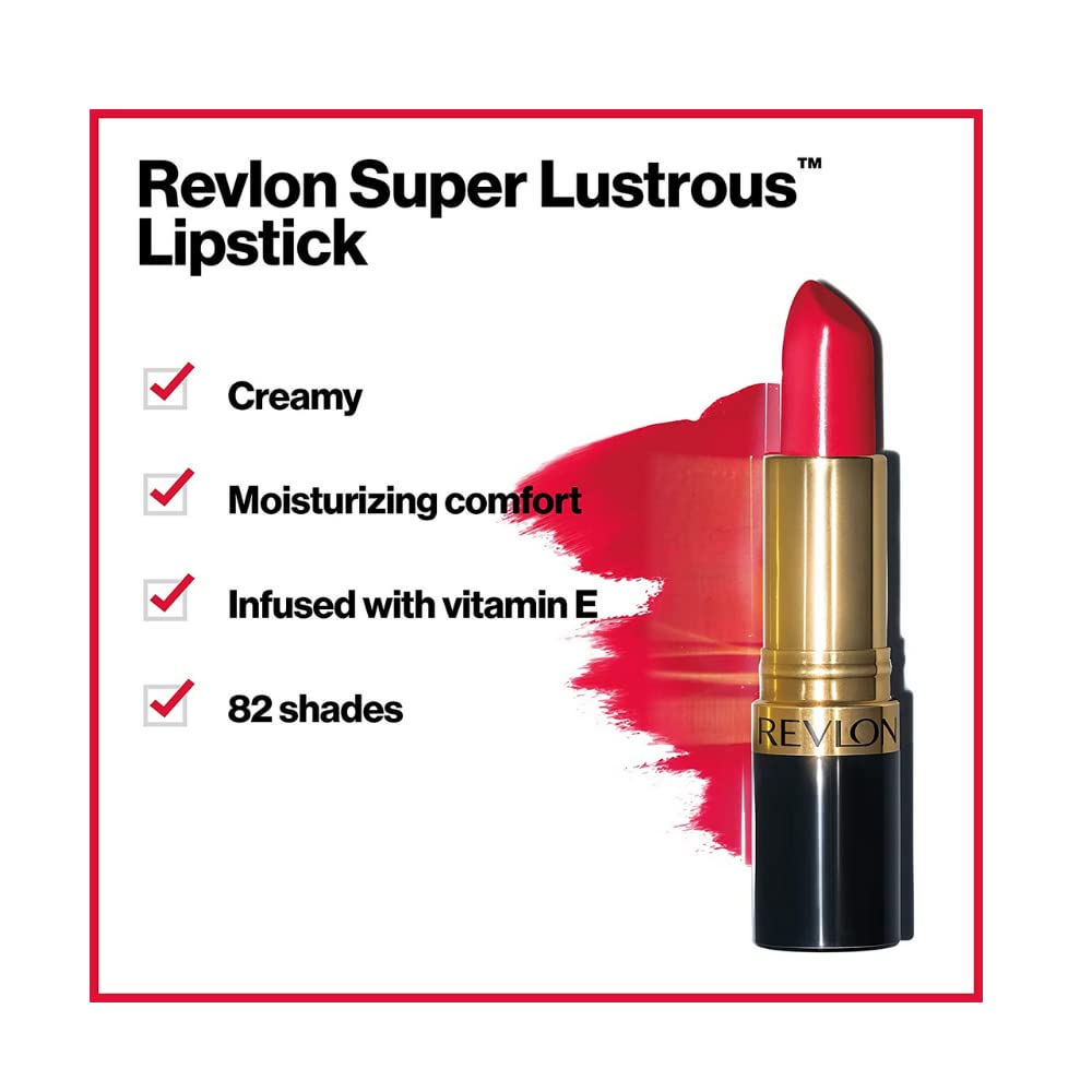 REVLON Super Lustrous Lipstick Really Red applied on lips