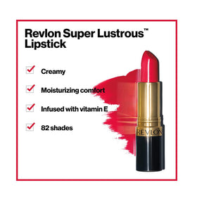 REVLON Super Lustrous Lipstick Really Red applied on lips