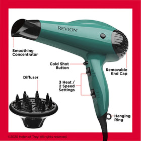 REVLON Volume support Hair Dryer demonstrating cool shot button