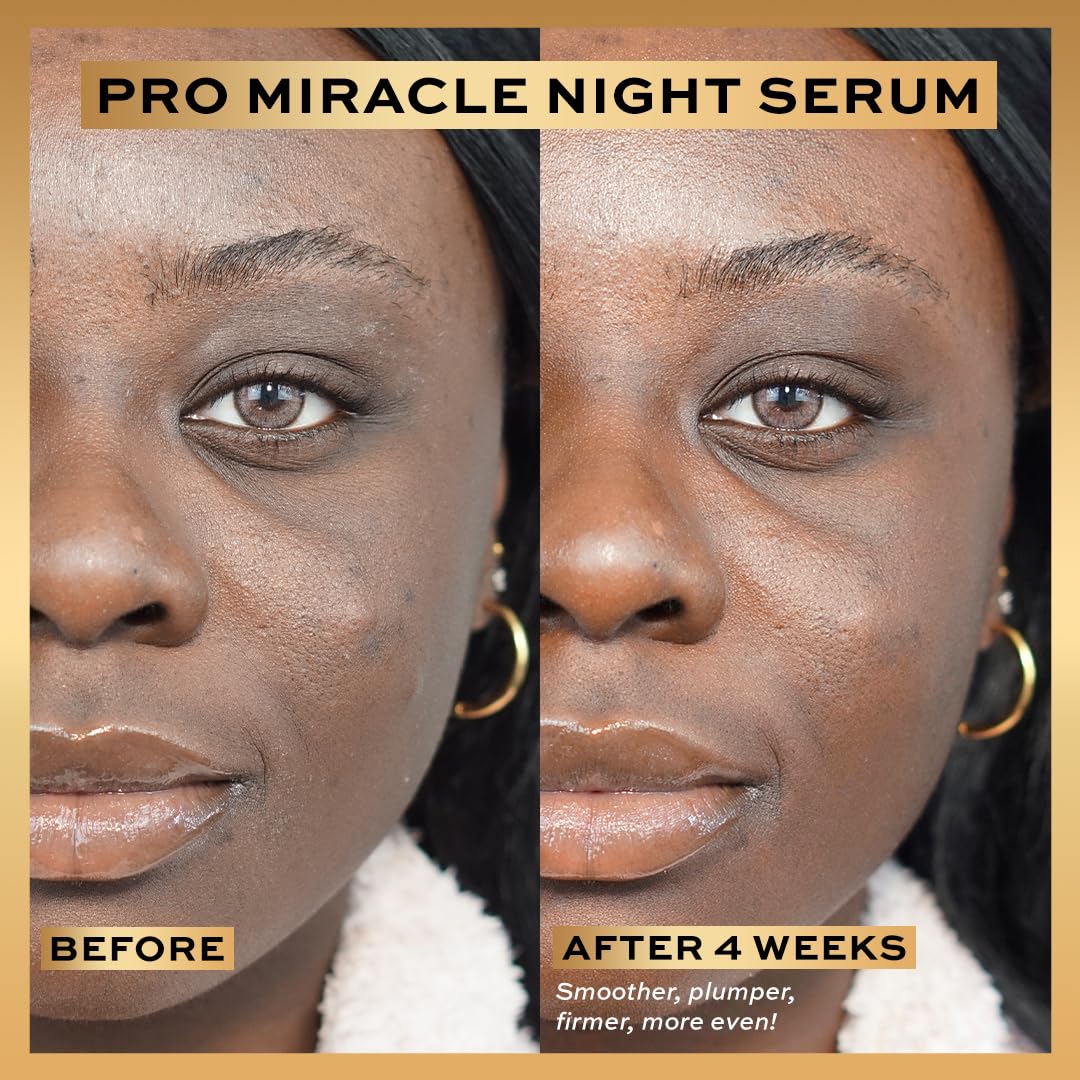 Revolution Pro Miracle Night Rescue Serum 1 oz with ingredients on display
