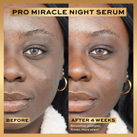 Revolution Pro Miracle Night Rescue Serum 1 oz with ingredients on display