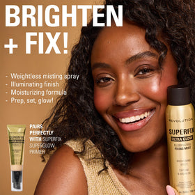 Revolution Superfix Glow Fixing Mist misting application demonstration