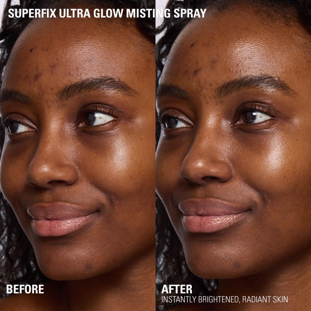 Revolution Superfix Glow Fixing Mist side view showing packaging details