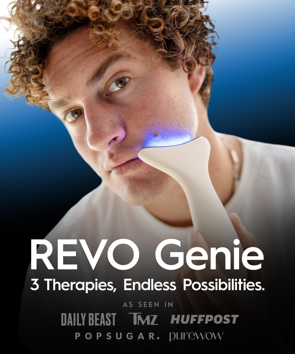 REVOMADIC REVO Genie Facial Massager side view showcasing heat function