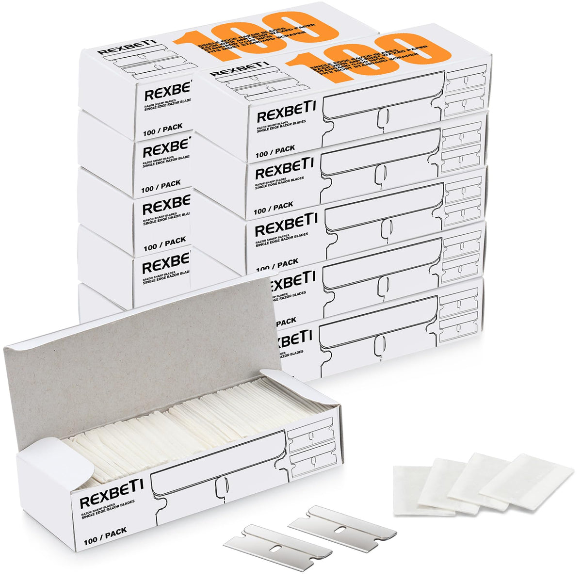 REXBETI 1000-Pack Single Edge Razor Blades front view