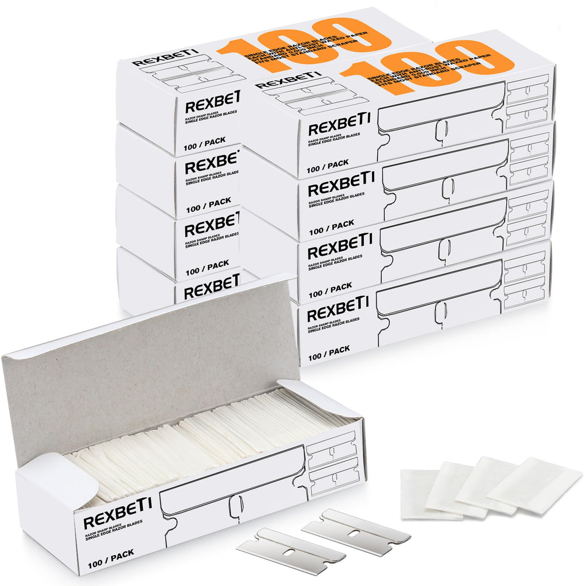 REXBETI 800 pack single edge razor blades front view