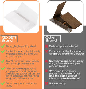 REXBETI razor blades next to a safety scraper